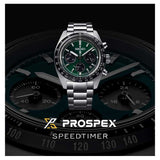 Seiko Prospex Speedtimer Solar Chronograph Green Dial Silver Steel Strap Watch for Men - SSC933 Authentic Buy Shop Now