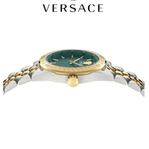 Versace V-Code Analog Green Dial Two Tone Steel Strap Watch for Women - VE8I00424 Buy Now By Versace