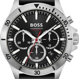 Hugo Boss Troper Chronograph Black Dial Black Leather Strap Watch for Men - 1514055 Authentic Buy Shop Now