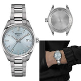 Tissot PR 100 Ice Blue Dial Silver Steel Strap Watch for Women - T150.210.11.351.00 Authentic Buy Shop Now