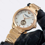 Emporio Armani Mia Meccanico Mother of Pearl Dial Rose Gold Steel Strap Watch for Women - AR60072 Buy Now By Emporio Armani