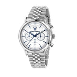Maserati Epoca Chronograph White Dial Silver Steel Strap Watch for Men - R8873618034 Authentic Buy Shop Now