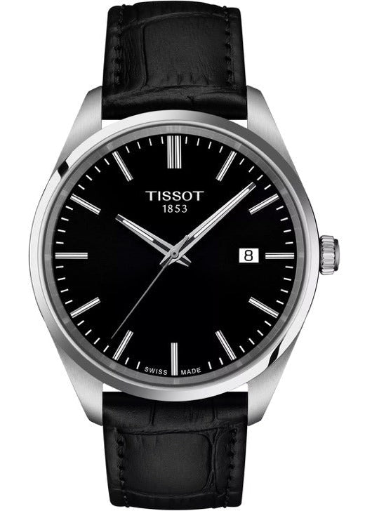 Tissot PR 100 Black Dial Black Leather Strap Watch for Men - T150.410.16.051.00 Authentic Buy Shop Now