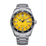 Citizen Mechanical Automatic Yellow Dial Silver Steel Strap Watch for Men - NJ0170-83Z Buy Now By Citizen