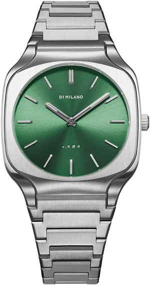 D1 Milano Square Eden Green Dial Silver Steel Strap Watch for Men - D1-SQBJ06 Authentic Buy Shop Now