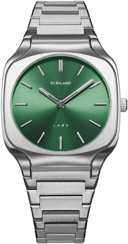 D1 Milano Square Eden Green Dial Silver Steel Strap Watch for Men - D1-SQBJ06 Authentic Buy Shop Now
