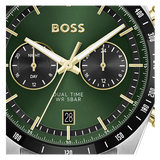 Hugo Boss Tourmaster Chronograph Green Dial Two Tone Steel Strap Watch for Men - 1514287 Authentic Buy Shop Now