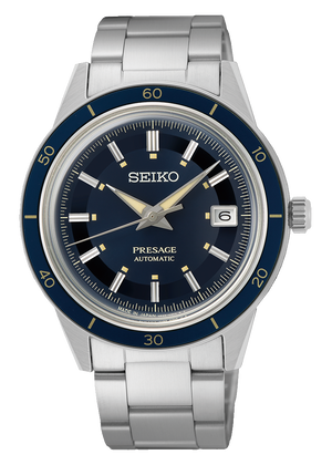 Seiko Presage Style60's Automatic Blue Dial Silver Steel Strap Watch for Men - SRPG05J1 Authentic Buy Shop Now