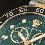 Versace Greca Dome Chronograph Green Dial Two Tone Steel Strap Watch for Men - VE6K00423 Buy Now By Versace