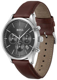 Hugo Boss Avery Chronograph Grey Dial Brown Leather Strap Watch for Men - 1514155 Authentic Buy Shop Now