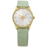 Gucci G Timeless Silver Dial Green Leather Strap Watch for Women - YA1265040 Authentic Buy Shop Now