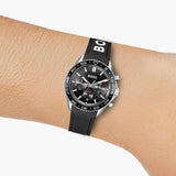 Hugo Boss Runner Chronograph Black Dial Black Silicone Strap Watch for Men - 1514141 Buy Now By Hugo Boss