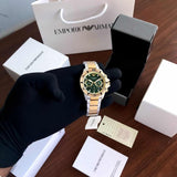 Emporio Armani Sea Explorer Chronograph Green Dial Two Tone Steel Strap Watch for Men - AR11586 Buy Now By Emporio Armani
