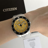Citizen Mechanical Automatic Yellow Dial Silver Steel Strap Watch for Men - NJ0170-83Z Buy Now By Citizen