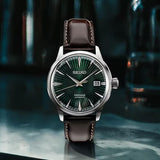 Seiko Presage Cocktail Time Automatic Green Dial Brown Leather Strap Watch for Men - SRPD37J1 Authentic Buy Shop Now