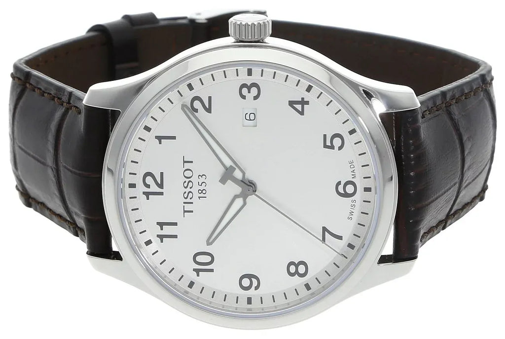 Tissot T-Sport Gent XL Silver Dial Brown Leather Strap Watch for Men - T116.410.16.037.00 Authentic Buy Shop Now