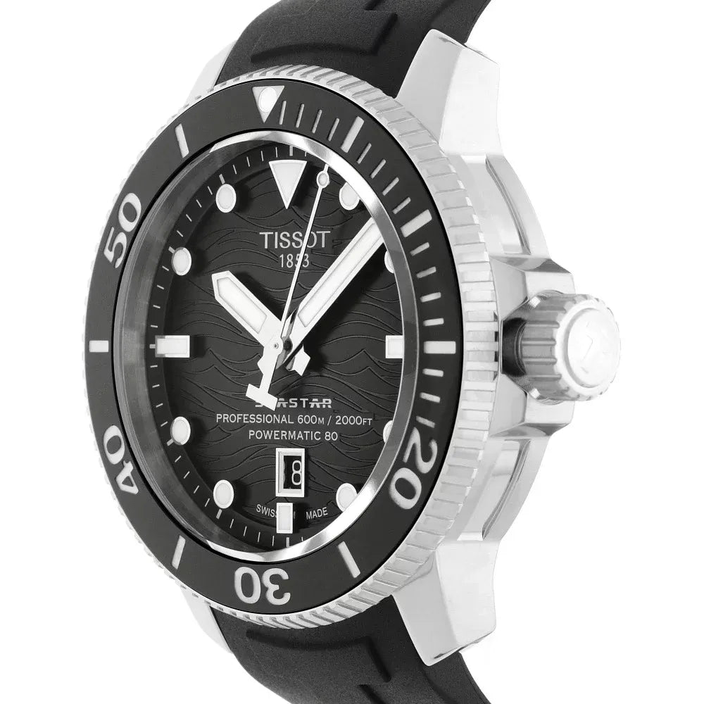 Tissot Seastar 2000 Professional Powermatic 80 Black Dial Black Rubber Strap Watch for Men - T120.607.17.441.00 Authentic Buy Shop Now