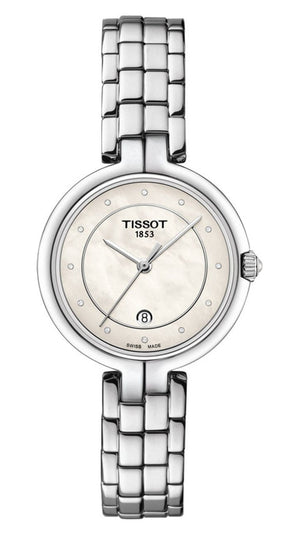 Tissot T-Lady Flamingo Diamonds Mother of Pearl Dial SIlver Steel Strap Watch for Women - T094.210.11.116.02 Authentic Buy Shop Now