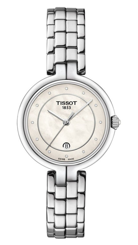 Tissot T-Lady Flamingo Diamonds Mother of Pearl Dial SIlver Steel Strap Watch for Women - T094.210.11.116.02 Authentic Buy Shop Now