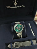 Maserati Sorpasso Chronograph Green Dial Silver Steel Strap Watch for Men - R8873624002 Authentic Buy Shop Now