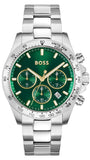 Hugo Boss Hero Chronograph Green Dial Silver Steel Strap Watch for Men - 1514217 Authentic Buy Shop Now