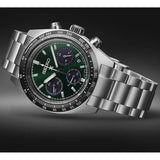 Seiko Prospex Speedtimer Solar Chronograph Green Dial Silver Steel Strap Watch for Men - SSC933 Authentic Buy Shop Now