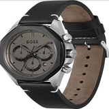 Hugo Boss Cloud Chronograph Grey Dial Black Leather Strap Watch for Men - 1514014 Authentic Buy Shop Now