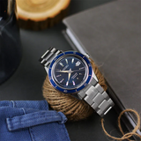 Seiko Presage Style60's Automatic Blue Dial Silver Steel Strap Watch for Men - SRPG05J1 Authentic Buy Shop Now