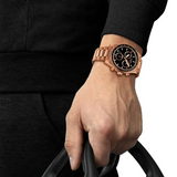 Tissot PRS 516 Chronograph Black Dial Rose Gold Steel Strap Watch for Men - T149.417.33.051.00 Authentic Buy Shop Now