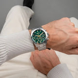 Hugo Boss Hero Chronograph Green Dial Silver Steel Strap Watch for Men - 1514217 Authentic Buy Shop Now