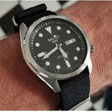 Seiko 5 Sports Automatic Black Dial Black Nylon Strap Watch for Men - SRPE67K1 Authentic Buy Shop Now