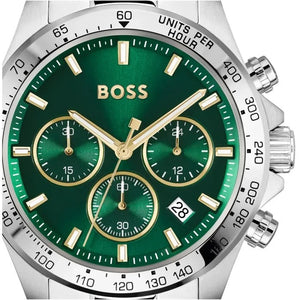 Hugo Boss Hero Chronograph Green Dial Silver Steel Strap Watch for Men - 1514217 Authentic Buy Shop Now