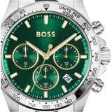 Hugo Boss Hero Chronograph Green Dial Silver Steel Strap Watch for Men - 1514217 Authentic Buy Shop Now