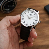 Tissot T Classic Dream Quartz White Dial Brown Leather Strap Watch for Men - T129.410.16.013.00 Authentic Buy Shop Now