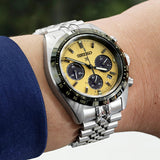 Seiko Prospex Speedtimer Solar Chronograph Gold Dial Silver Steel Strap Watch for Men - SSC817 Authentic Buy Shop Now