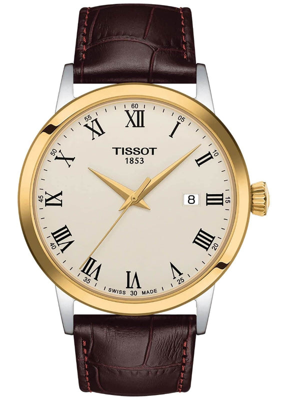 Tissot Classic Dream Ivory Dial Brown Leather Strap Watch for Men - T129.410.26.263.00 Authentic Buy Shop Now