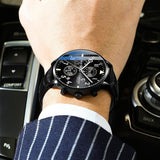 Hugo Boss Aeroliner Chronograph Black Dial Black Leather Strap Watch for Men - 1512567 Authentic Buy Shop Now