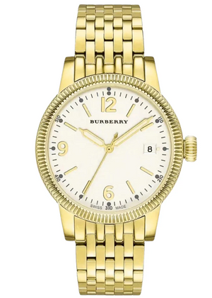 Burberry Utilitarian Quartz White Dial Gold Steel Strap Watch for Women - BU7857 Authentic Buy Shop Now