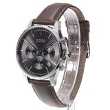 Hugo Boss Avery Chronograph Grey Dial Brown Leather Strap Watch for Men - 1514155 Authentic Buy Shop Now