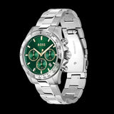 Hugo Boss Hero Chronograph Green Dial Silver Steel Strap Watch for Men - 1514217 Authentic Buy Shop Now