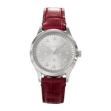 Gucci G Timeless Quartz Silver Dial Maroon Leather Strap Watch for Women - YA1265057 Authentic Buy Shop Now