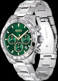 Hugo Boss Hero Chronograph Green Dial Silver Steel Strap Watch for Men - 1514217 Authentic Buy Shop Now