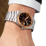 Tissot PRX Powermatic 80 18K Gold Brown Dial Silver Steel Strap Watch for Men - T931.407.41.291.00 Authentic Buy Shop Now