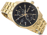 Hugo Boss Skytraveller Chronograph Black Dial Gold Steel Strap Watch for Men - 1514152 Buy Now By Hugo Boss