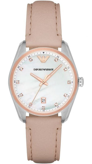 Emporio Armani Tazio Mother of Pearl Dial Pink Leather Strap Watch for Women - AR6133 Buy Now By Emporio Armani