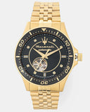 Maserati SFIDA Special Edition Automatic Black Dial Gold Steel Strap Watch for Men - R8823140012 Authentic Buy Shop Now