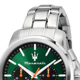 Maserati Successo Chronograph Green Dial Silver Steel Strap Watch for Men - R8873621043 Authentic Buy Shop Now