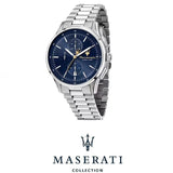 Maserati Sorpasso Chronograph Blue Dial Silver Steel Strap Watch for Men - R8873624004 Authentic Buy Shop Now