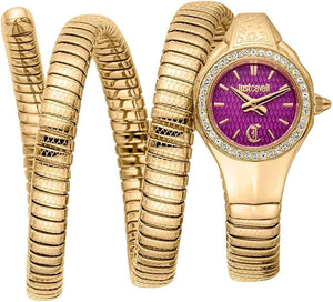 Just Cavalli Vita Purple Dial Gold Steel Strap Watch for Women - JC1L355M0035 Authentic Buy Shop Now