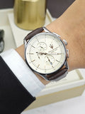 Maserati Sorpasso Chronograph White Dial Brown Leather Strap Watch for Men - R8871624010 Authentic Buy Shop Now